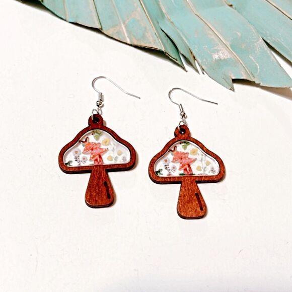 mushroom dangle earrings S165 - Picture 1 of 2
